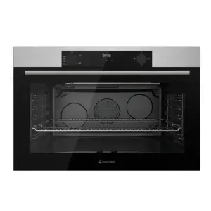ايكوماتك فرن بلت ان، غاز، 90 سم، 120 لتر، شواية غاز، 2 مروحة، G9604TDX - فضي