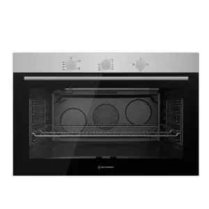 ايكوماتك فرن بلت ان، غاز، 90 سم، 120 لتر، شواية غاز، 2 مروحة، G9604T - فضي